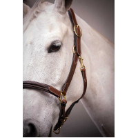 Lederhalfter mit 3 Karabinern Paddock Sports Havanna Braun Lederhalfter mit 3 Karabinern Paddock Sports Havanna Braun