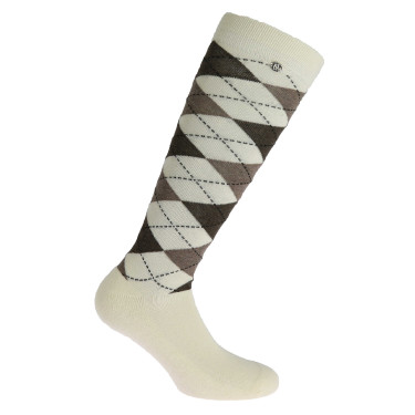 Equithème Argyle Damen Socken Ecru / Taupe Wei&szlig;