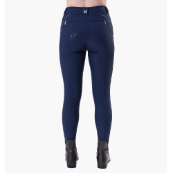 Damen-Leggings Easefit Hybrid Horseware mit Vollgrip Marine Marineblau