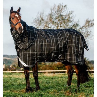 Horseware Rhino Turnout-Decken-Bundle Liner 0 g und 200 g Schwarz karierte Kacheln / schwarz & weiß