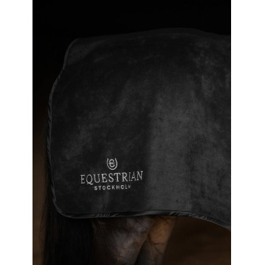 Quadratische Nierendecke Equestrian Stockholm aus Fleece Schwarz Edition