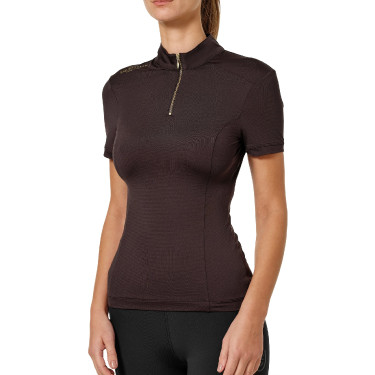 Kurzarm-Poloshirt UV Protection Equestrian Stockholm Damen Goldbraun
