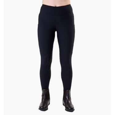 Damen-Winter-Leggings Optifit Horseware mit Knie-Grip Schwarz
