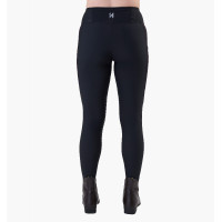 Damen-Winter-Leggings Optifit Horseware mit Knie-Grip Schwarz