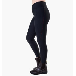 Damen-Winter-Leggings Optifit Horseware mit Knie-Grip Schwarz