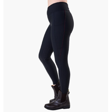 Damen-Winter-Leggings Optifit Horseware mit Knie-Grip Schwarz