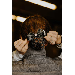 Haarnetz-Haarklammer Equithème Perle Schwarz / Weiß