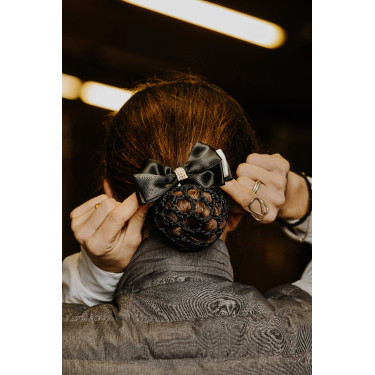 Haarnetz-Haarklammer Equithème Perle Schwarz / Weiß