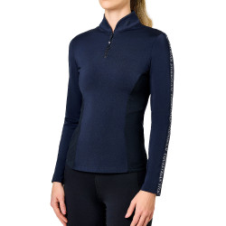 Langarm-Poloshirt Equestrian Stockholm Power Damen Marine moderne Tech