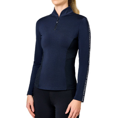 Langarm-Poloshirt Equestrian Stockholm Power Damen Marine moderne Tech