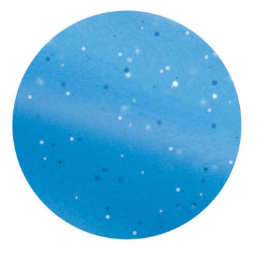 Runde metallene Kardätsche fluo glitzernd Himmelblau