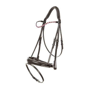 Trense Imperial Riding Di Layla mit kombiniertem Reithalfter Schwarz lackiert / Rosa Trense Imperial Riding Di Layla mit kombiniertem Reithalfter Schwarz lackiert / Rosa