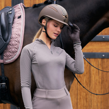 Langarm-Poloshirt Imperial Riding Parla Damen Holzkohle Grau