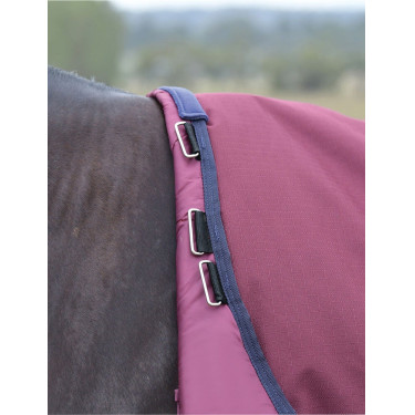 ComFiTec Essential Turnout-Decke Weatherbeeta 220 g mit abnehmbarem Halsteil Bordeaux / Marine
