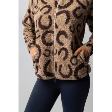 Damen-Fleecejacke Horze Ariana Brauner Print