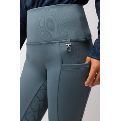 Kinder-Thermo-Leggings mit Vollgrip Horze Gillian Sturmgrau