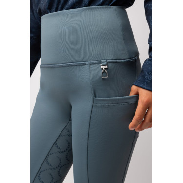 Kinder-Thermo-Leggings mit Vollgrip Horze Gillian Sturmgrau