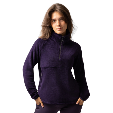 Damen-Anorak-Fleecepullover Horze Frieda Schwarze Tollkirsche