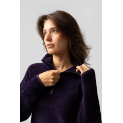 Damen-Anorak-Fleecepullover Horze Frieda Schwarze Tollkirsche