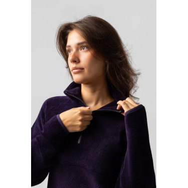 Damen-Anorak-Fleecepullover Horze Frieda Schwarze Tollkirsche