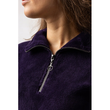 Damen-Anorak-Fleecepullover Horze Frieda Schwarze Tollkirsche