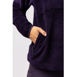 Damen-Anorak-Fleecepullover Horze Frieda Schwarze Tollkirsche