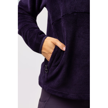 Damen-Anorak-Fleecepullover Horze Frieda Schwarze Tollkirsche