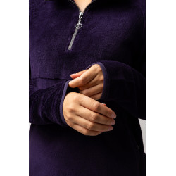 Damen-Anorak-Fleecepullover Horze Frieda Schwarze Tollkirsche