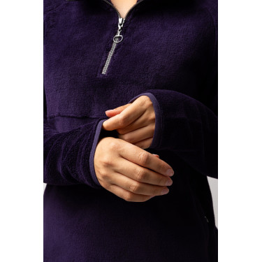 Damen-Anorak-Fleecepullover Horze Frieda Schwarze Tollkirsche