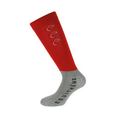 Reitsocken Equithème Compet 2 Paar Rot / Hellgrau