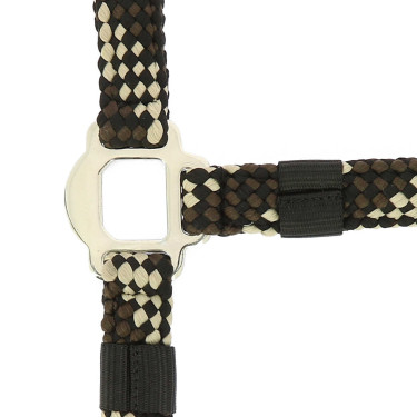 Halfter + Führstrick Equitheme Geflochten Beige / Schokolade / Schwarz