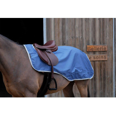 Abschwitzdecke Equithème Tyrex 600D recycelt mit Fleece-Futter Marineblau