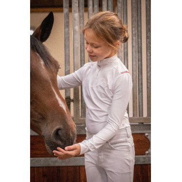 Wettkampf-Poloshirt Eden by PL Bruges Weiß / Band blau weiß rot Wei&szlig;