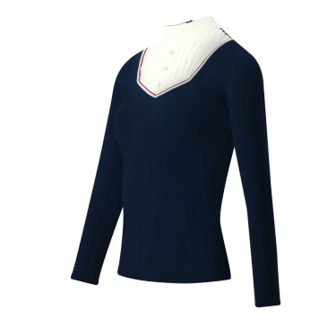 Polo Equithème Cabourg lange mouwen Marineblau