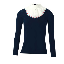 Polo Equithème Cabourg lange mouwen Marineblau