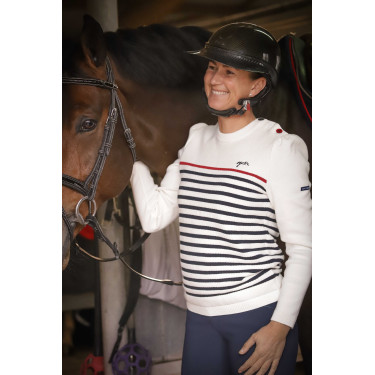 Pullover Pénélope x Saint James Maelle Ecru / Marine / Rot Motive