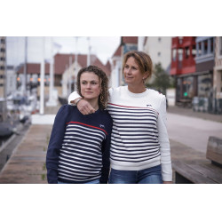 Pullover Pénélope x Saint James Maelle Ecru / Marine / Rot Motive