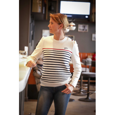 Pullover Pénélope x Saint James Maelle Ecru / Marine / Rot Motive