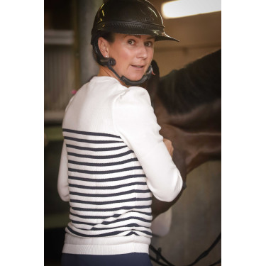 Pullover Pénélope x Saint James Maelle Ecru / Marine / Rot Motive