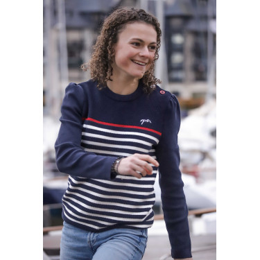 Pullover Pénélope x Saint James Maelle Marine / Ecru / Rot Motive