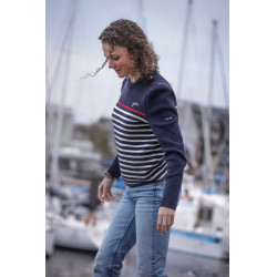 Pullover Pénélope x Saint James Maelle Marine / Ecru / Rot Motive