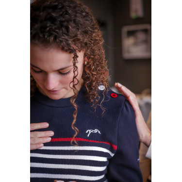 Pullover Pénélope x Saint James Maelle Marine / Ecru / Rot Motive