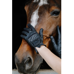 Handschuhe Je t'aime Equithème Strass Schwarz