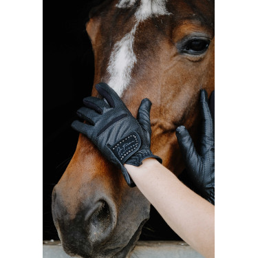 Handschuhe Je t'aime Equithème Strass Schwarz