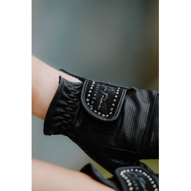 Handschuhe Je t'aime Equithème Strass Schwarz