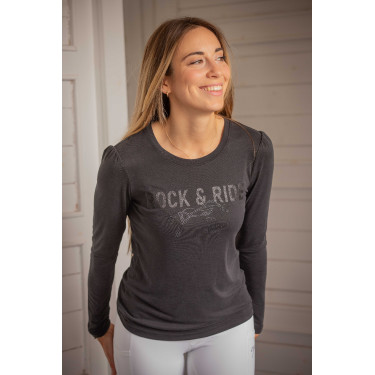 T-Shirt Pénélope Lovely Langarm Anthrazit Grau T-Shirt Pénélope Lovely Langarm Anthrazit Grau