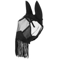 Fliegenmaske UV-Schutz Equithème mit Fransen Schwarz