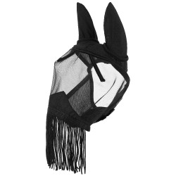 Fliegenmaske UV-Schutz Equithème mit Fransen Schwarz Fliegenmaske UV-Schutz Equithème mit Fransen Schwarz