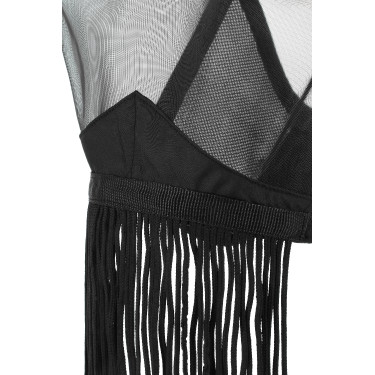 Fliegenmaske UV-Schutz Equithème mit Fransen Schwarz Fliegenmaske UV-Schutz Equithème mit Fransen Schwarz