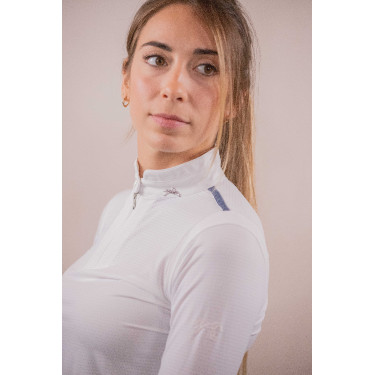 Wettkampf-Poloshirt Pénélope Séville Mesh langärmelig Weiß Weiß Wettkampf-Poloshirt Pénélope Séville Mesh langärmelig Weiß Weiß